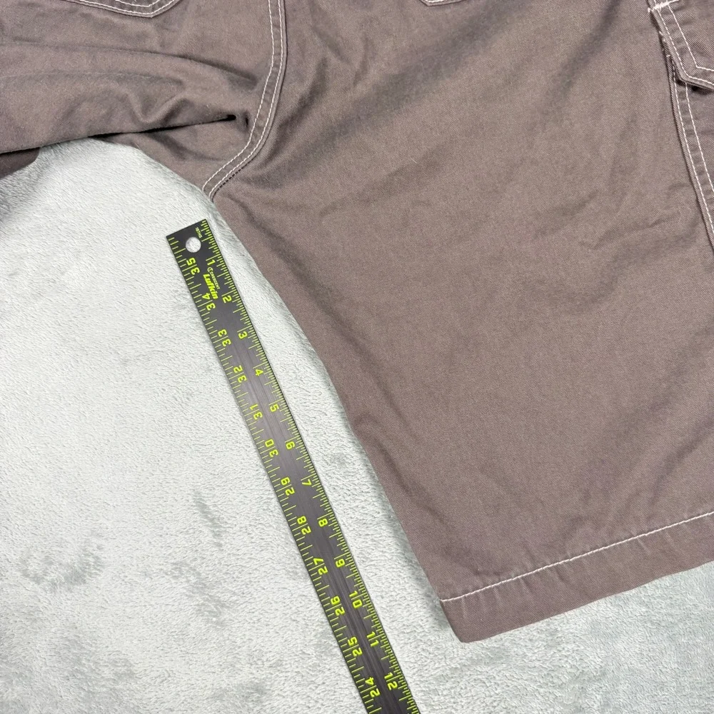 True Religion Mens 36 Cargo Shorts Brown Contrast Stitch Horseshoe Relaxed Fit